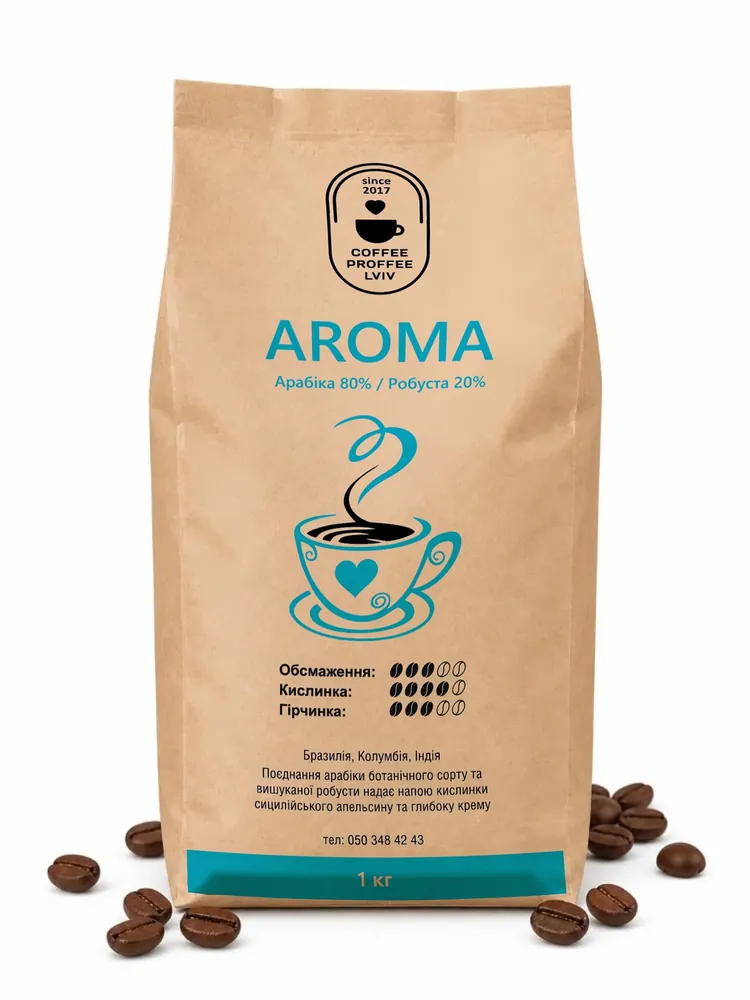 Пачка кави Aroma від Coffee Proffee Lviv, 1 кг