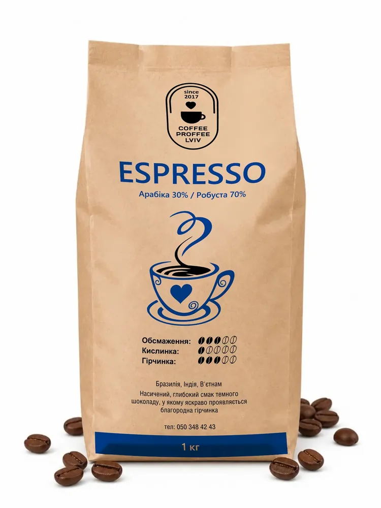 Пачка кави Espresso від Coffee Proffee Lviv, 1 кг